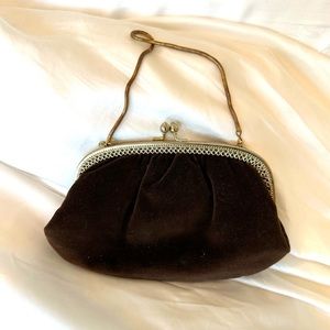Chocolate brown velvet clutch